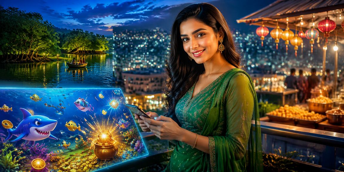 সিলেটের রাতে জনপ্রিয় নতুন ফিশিং গেম খেলার মুহূর্ত